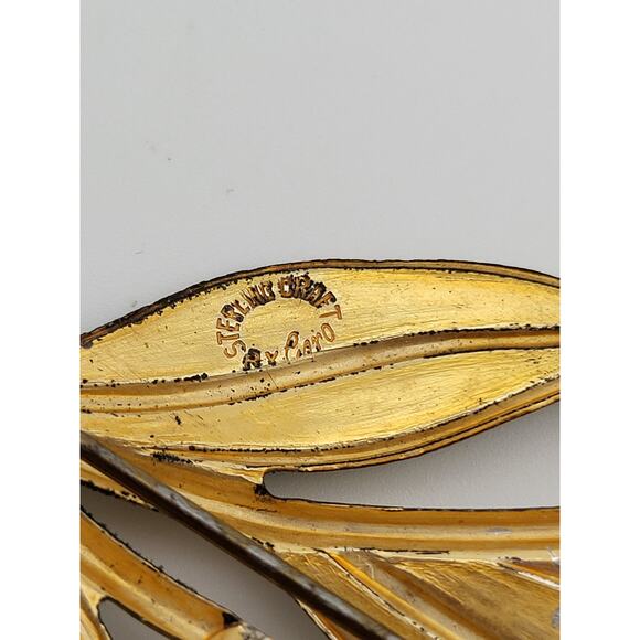 Vintage Sterling Craft by Coro Calla Lily Brooch Enamel Lucite 3" - Picture 7 of 7